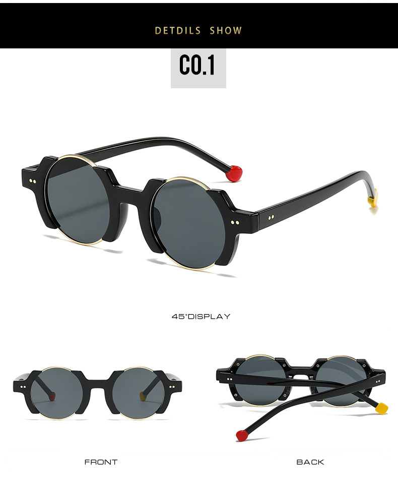 65g Weight Full Frame Glasses Structure Sunglasses Classification PC, UV400 Protection Lens Material Round Frame Glasses Style Outdoor, Travel Occasion Solid Color Pattern All Seasons Season Unisex Gender Hip-Hop, Streetwear Style Grey, Black Color Hip-Hop Streetwear Solid Color PC UV400 Protection Round Frame Full Frame Women's Sunglasses 6