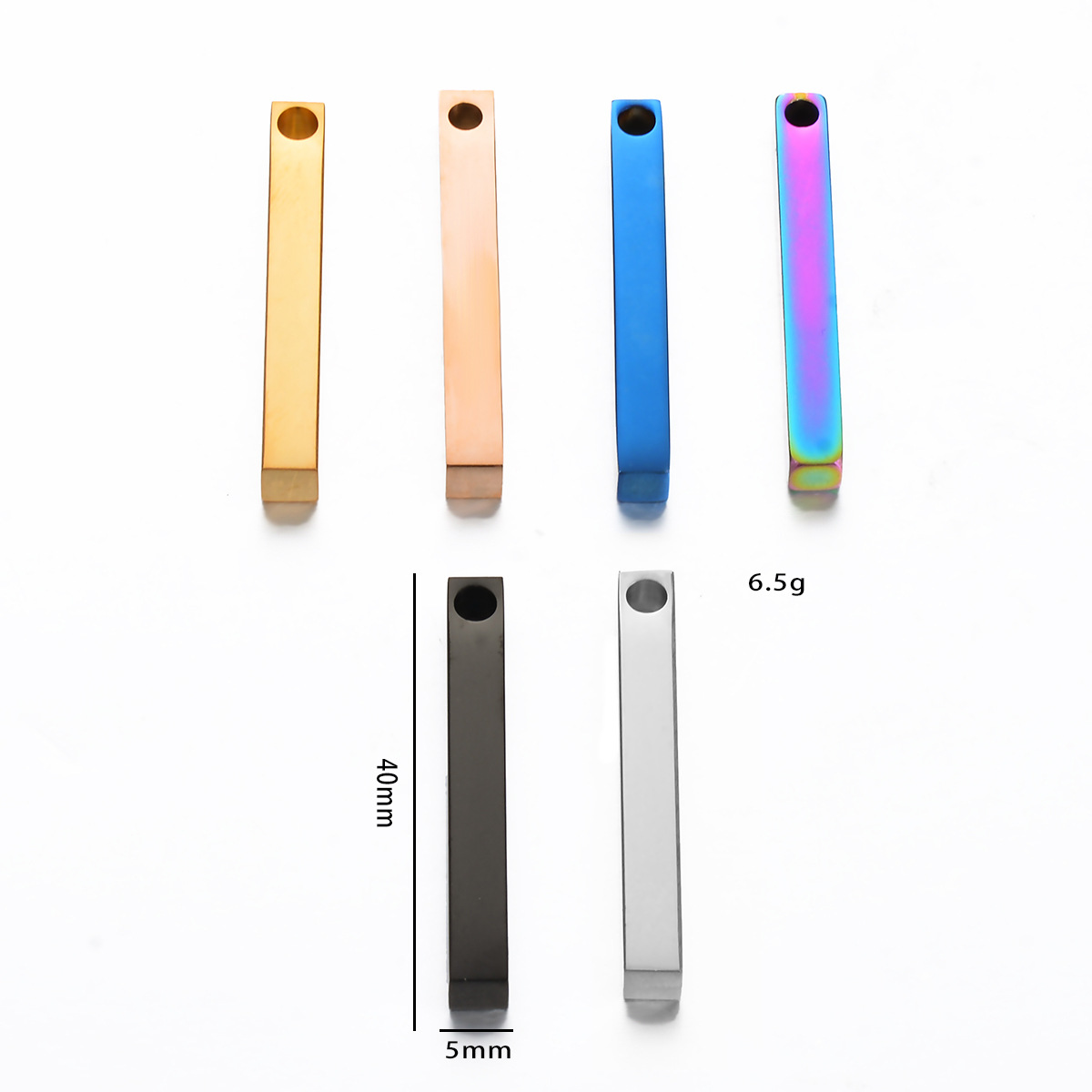 PVD Coated Gold Plating Process 5 PCS/Package Stainless Steel Customization Laser Engraving Rectangle Charms Jewelry Accessories