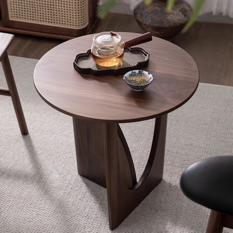 Scandinavian Round Solid Wood Side Table Geometric Designer Corner Table Black Simple Coffee Table Sofa Side Table Bedroom Bedside Table