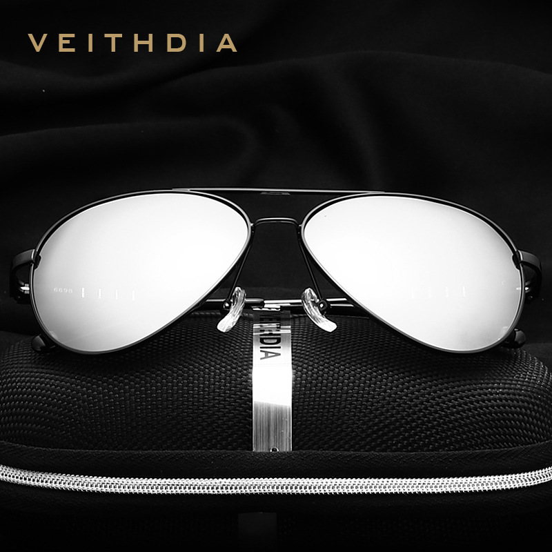 Los hombres de aluminio magnesio gafas sol polarizadas agua recubierto plata espejo conductor 6698