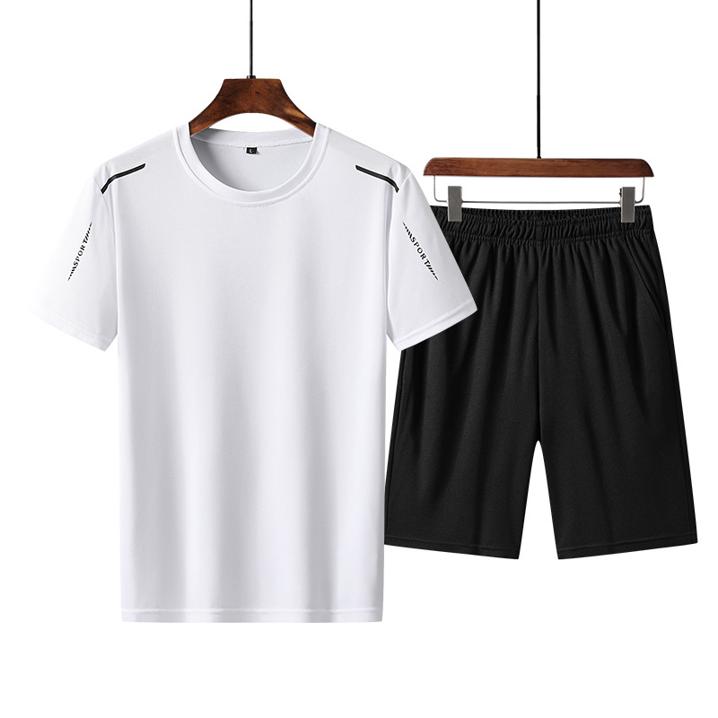 Trajes deportivos y de ocio de verano 2024, camisetas, pantalones cortos elásticos de manga corta para hombre, conjuntos de pantalones cortos de manga corta para hombre
