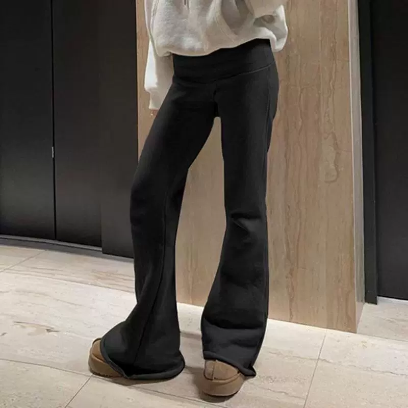 Женские расклёшенные брюки, европейский стиль, slim fit, повседневные, серые/чёрные, S–2XL