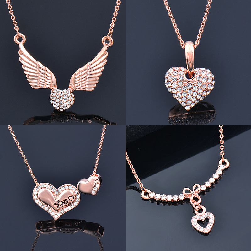 1 Piece Fashion Heart Shape Alloy Plating Zircon Women's Pendant Necklace display picture 1