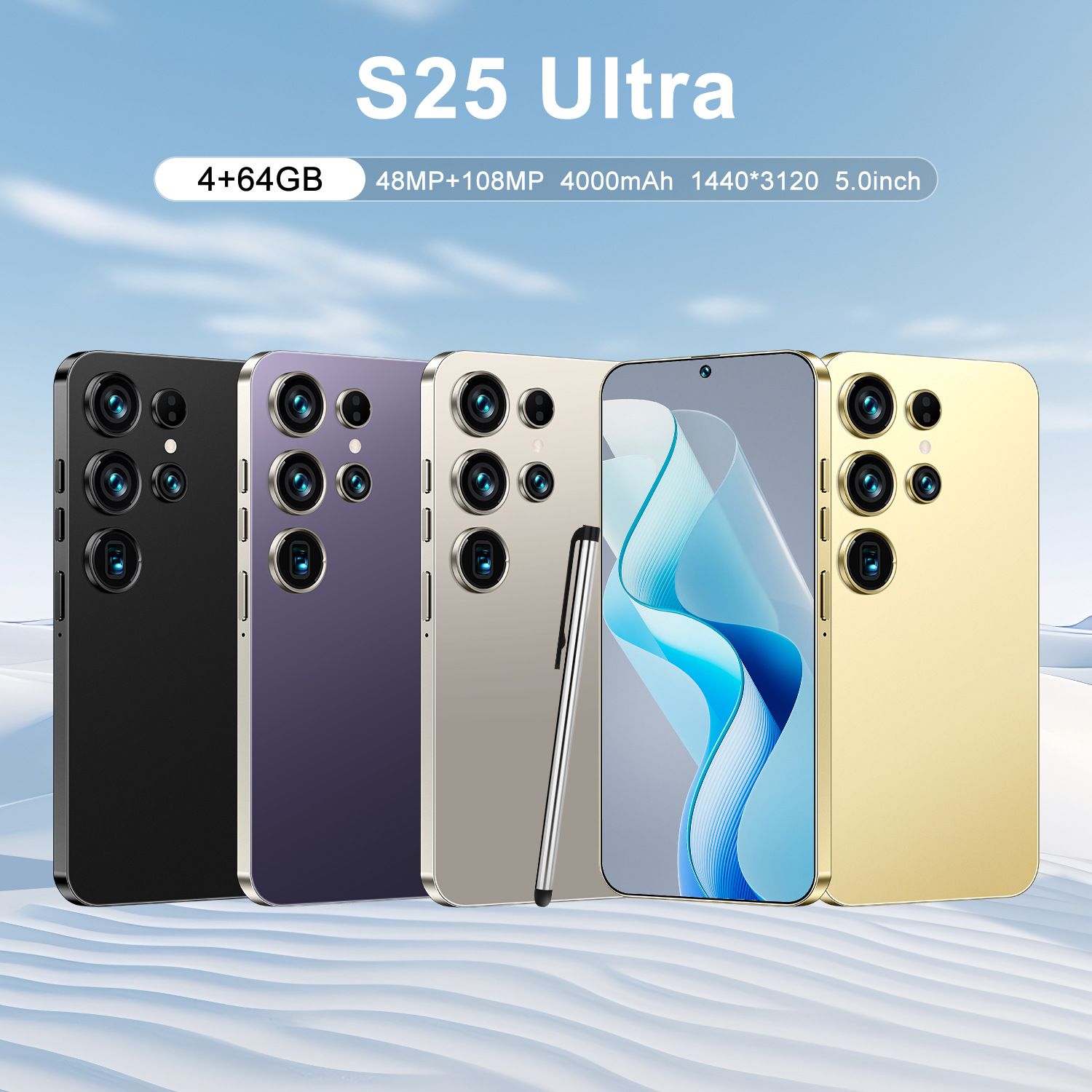 跨境新款手机S25 Ultra迷你外置笔智能手机5.0英寸全面屏    4+64