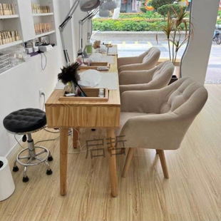 Solid Wood Nail Art Table Vacuum Cleaner Inlaid Japanese Style Single Nail Art Table Small Cyber Celebrator Nail Art Table and Chair Workbench