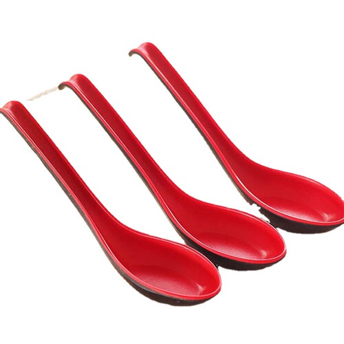 Household long-handled red and black spoon melamine spoon restaurant spoon plastic spoon breakfast shop snack shop spicy hot spoon commonly used