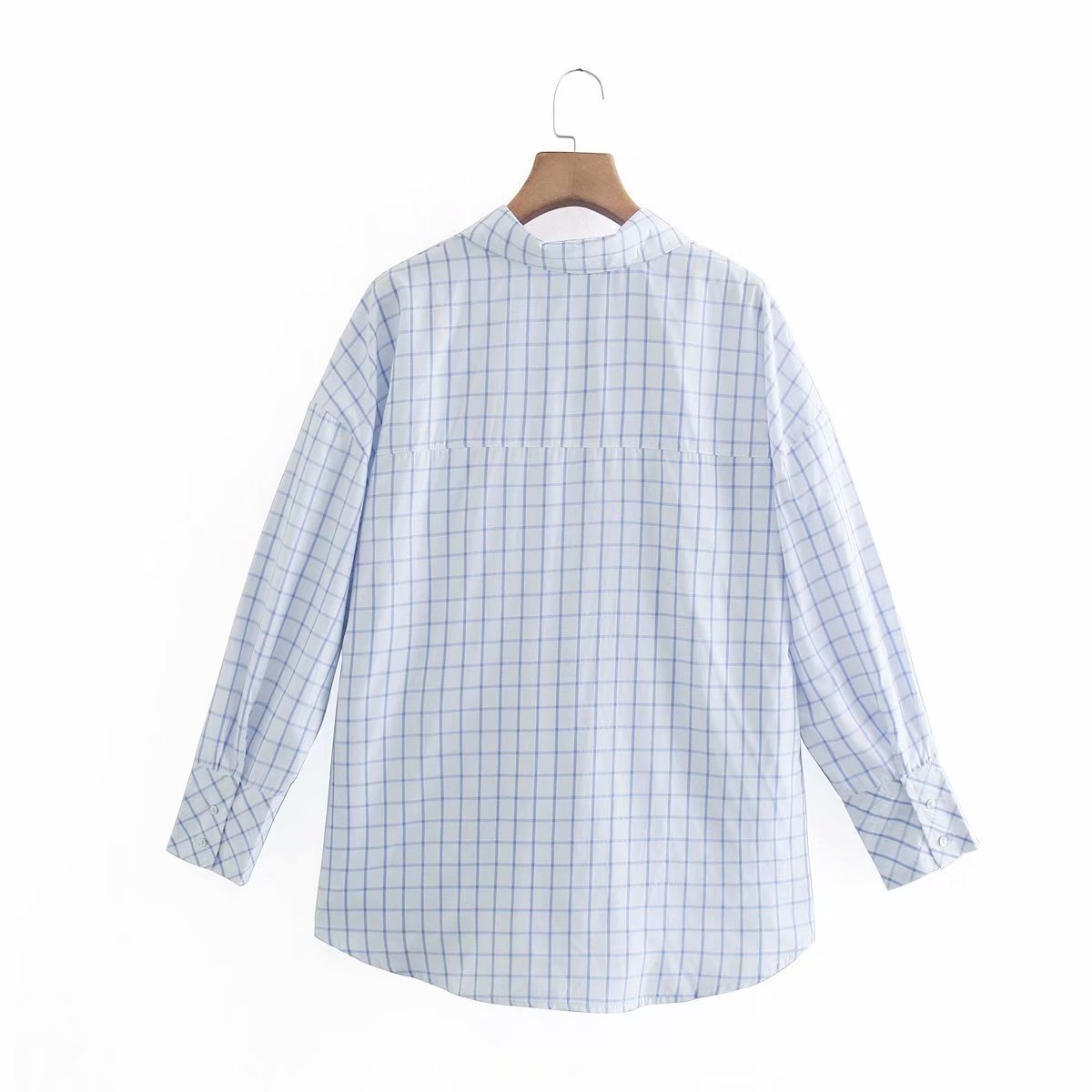 fashion loose lapel plaid shirt  NSAM43298