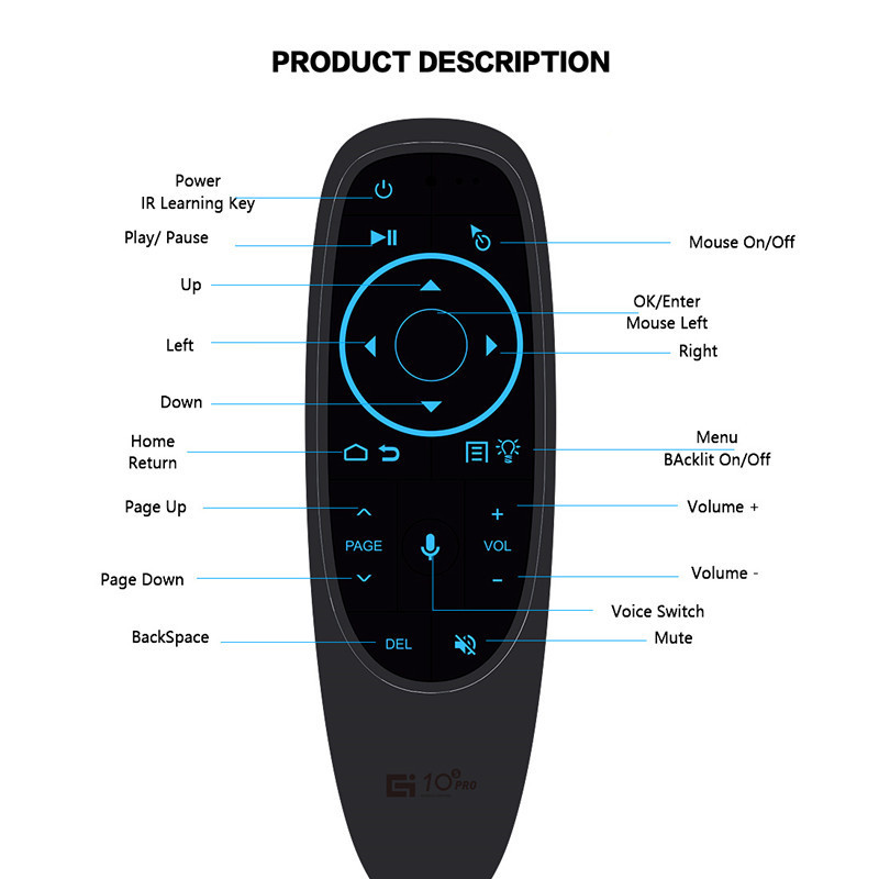 G10s pro btジャイロスコープ飛鼠2.4g無線bluetooth bt5.0二重モード知能音声リモコン|undefined