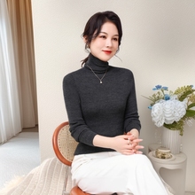 2025早秋新款羊毛打底衫自由堆堆领100羊毛精纺无缝一体衣可机洗