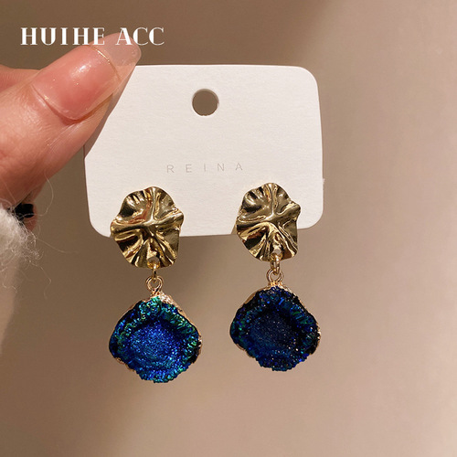 Silver needle geometric irregular personality trendy earrings Hong Kong style retro design temperament earrings high quality earrings wholesale