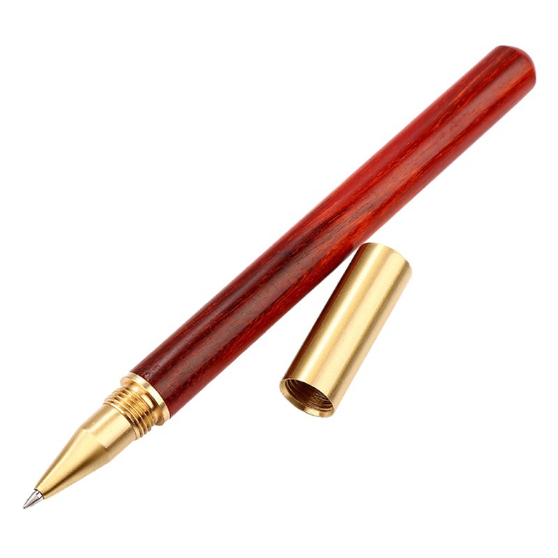 Manufacturer Wholesale Brass Sandalwood Signature Pen Gel Pen Water Pen Solid Wood Business Black Ball Pen Engraved Logo