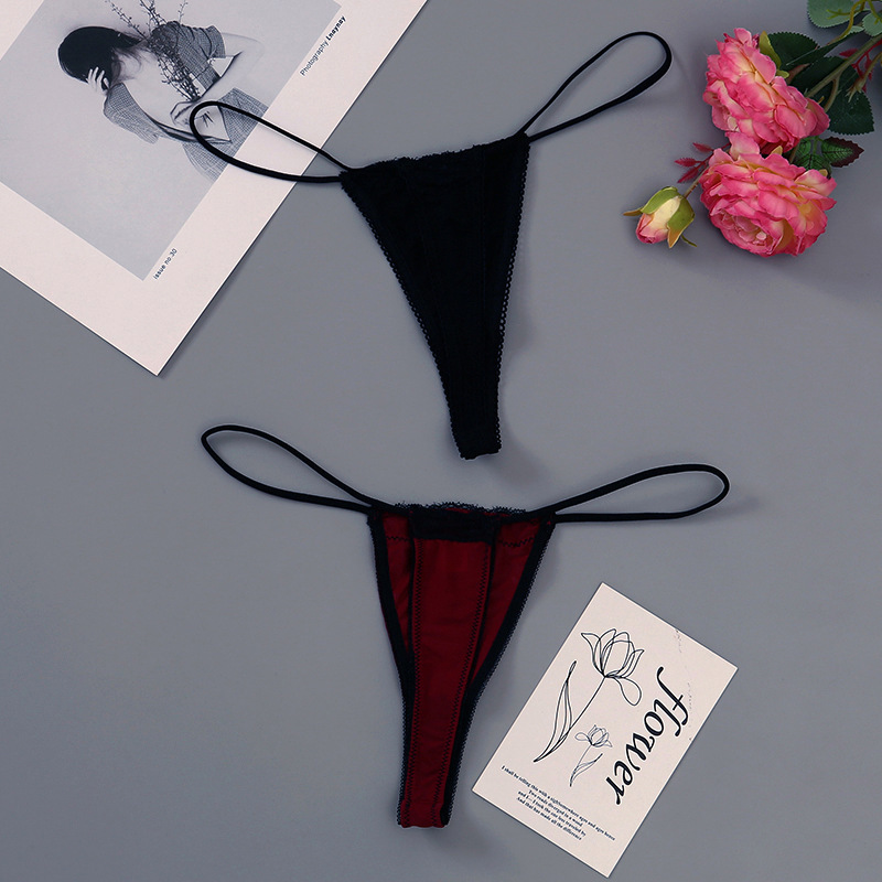 Meichunfei Ice Silk Thong for Women, Satin New Style, Thin String, Pure Desire, Sexy Low Waist, Creative and Unique Design