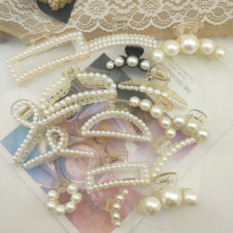 Korean Edition Pearl Hairpin Edge clamp girl Hindbrain Size Hair caught Hair Clamp Card issuance Headdress