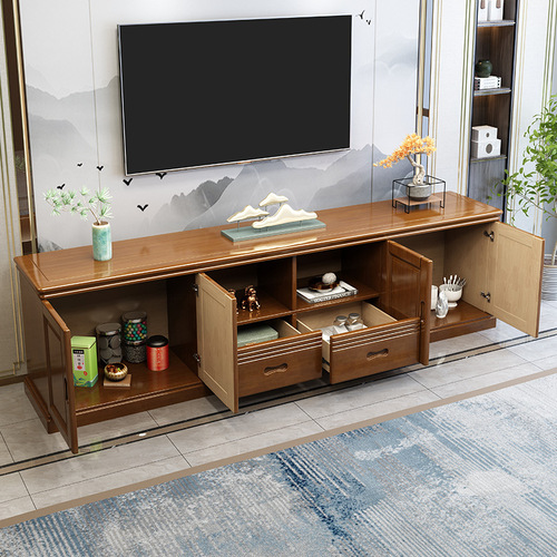 Chinese solid wood TV cabinet modern minimalist home living room bedroom wall cabinet storage storage cabinet low cabinet floor cabinet combination