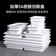 仿瓷白色加深盘熟食托盘份数盆密胺选菜盆长方形酒店卤味自助餐盘