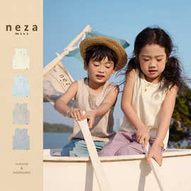 neza【夏日冰淇淋】儿童夏季背心童纯棉A类无袖T恤男女宝透气圆领
