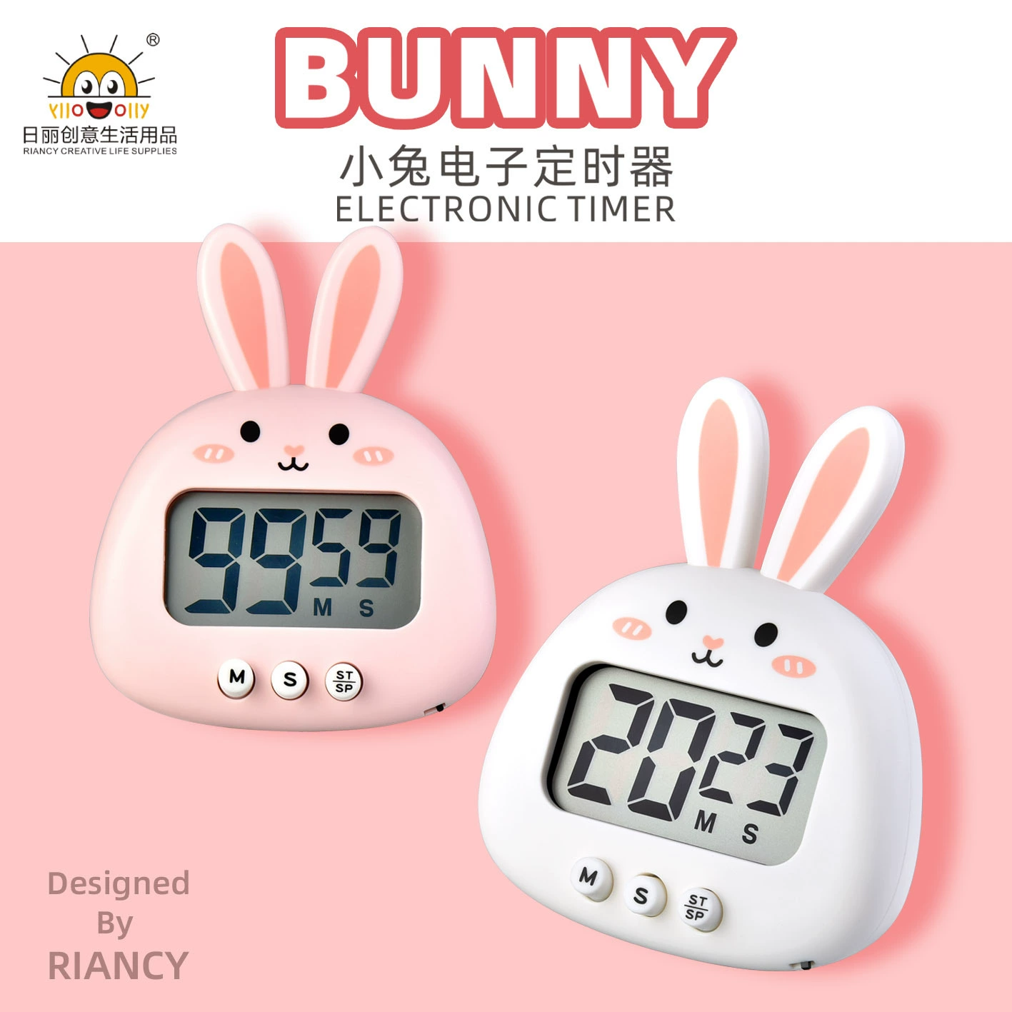 Rabbit electronic timer with visible countdown alarm clock timer for kitchen cartoon manager fridge