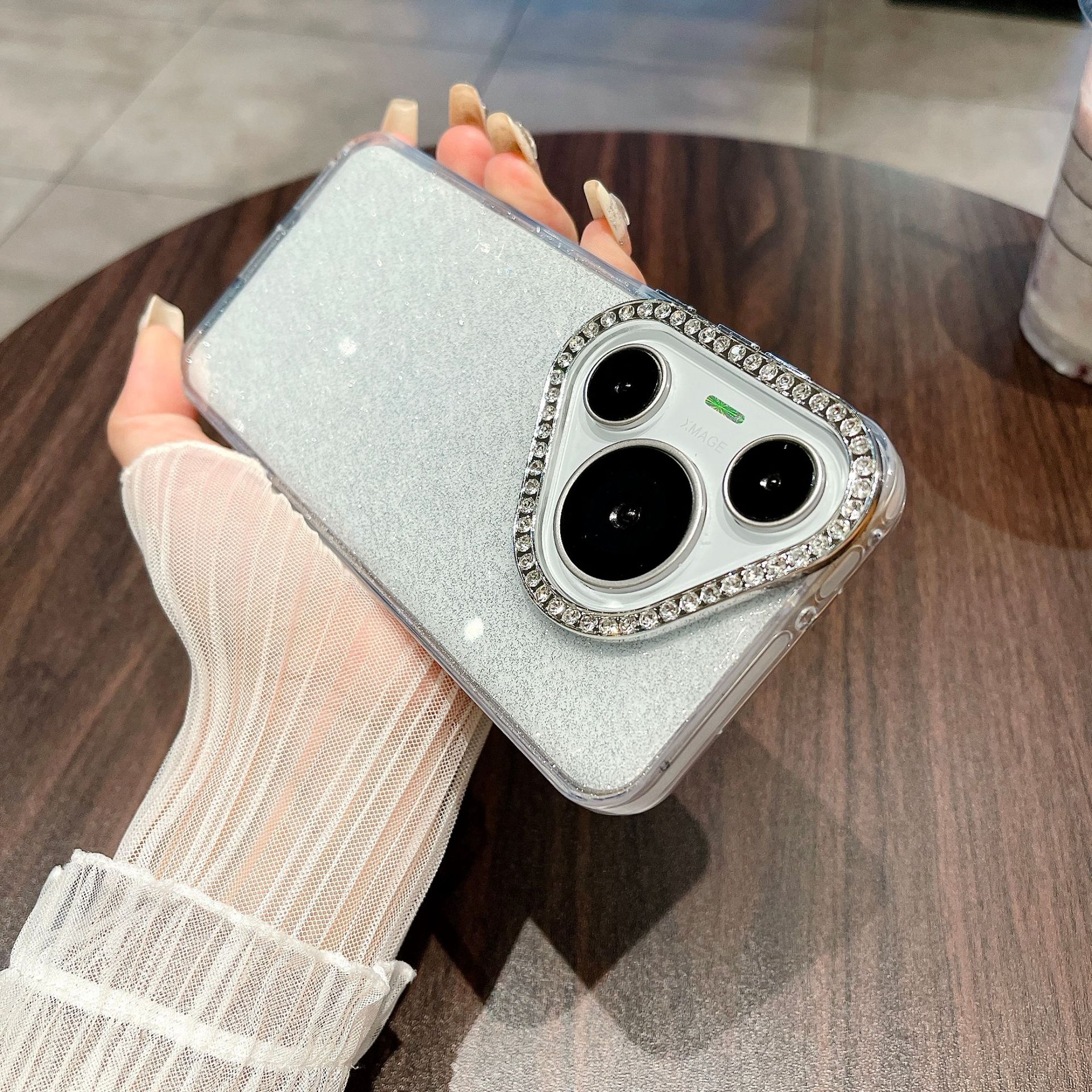 适用华为MATE60PRO闪粉满天星水钻镜头框P70手机壳软边防摔保护套