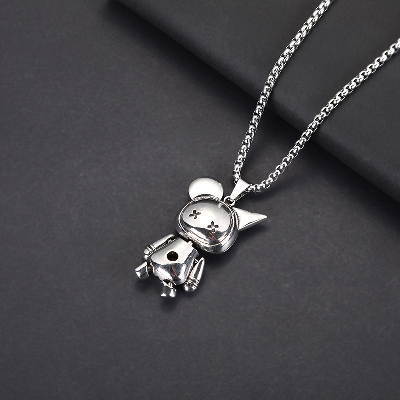 Autumn/Winter Sweater Chain Titanium Steel Versatile Accessories Instagram New Active Doll Pendant Necklace_voghion.com