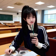 韩系立领三条杠外套女春秋2025新款棒球服运动上衣小个子即墨卫衣