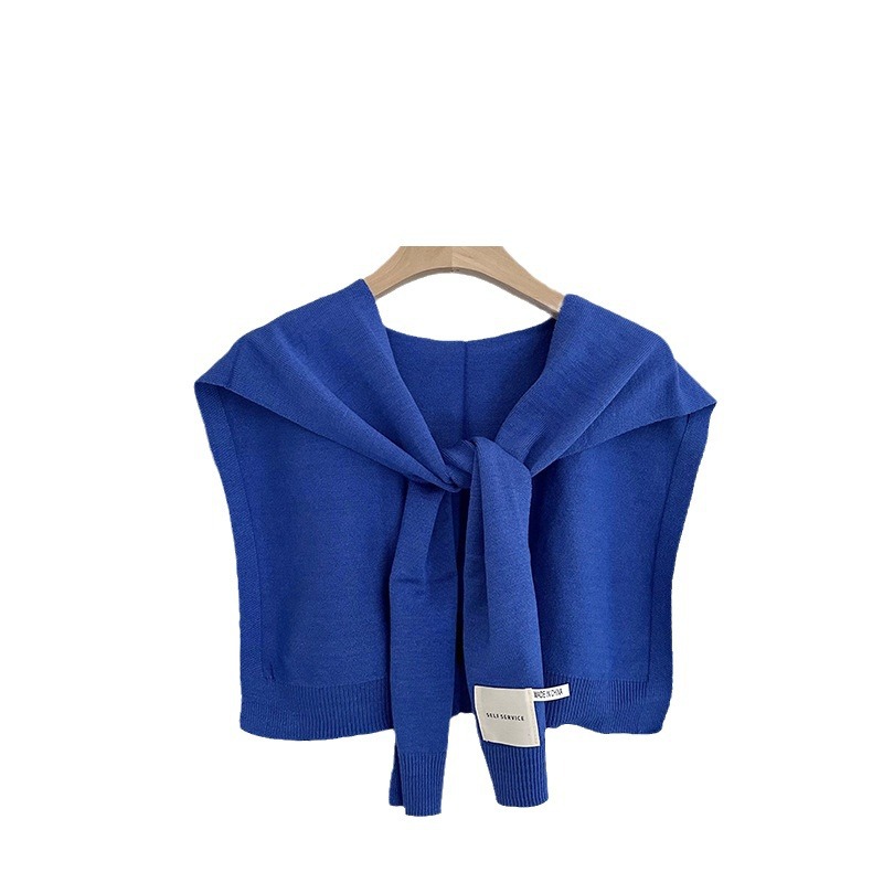 Nudo de chal para mujeres 2025 otoño invierno cuello falso aire acondicionado habitación de color sólido bufandas de hombro tejido fuera de la capa pequeña camisa hombro