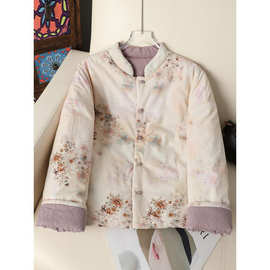 新中式妈妈秋冬装双面穿小棉衣中老年阔太太唐装棉服外套轻便棉袄