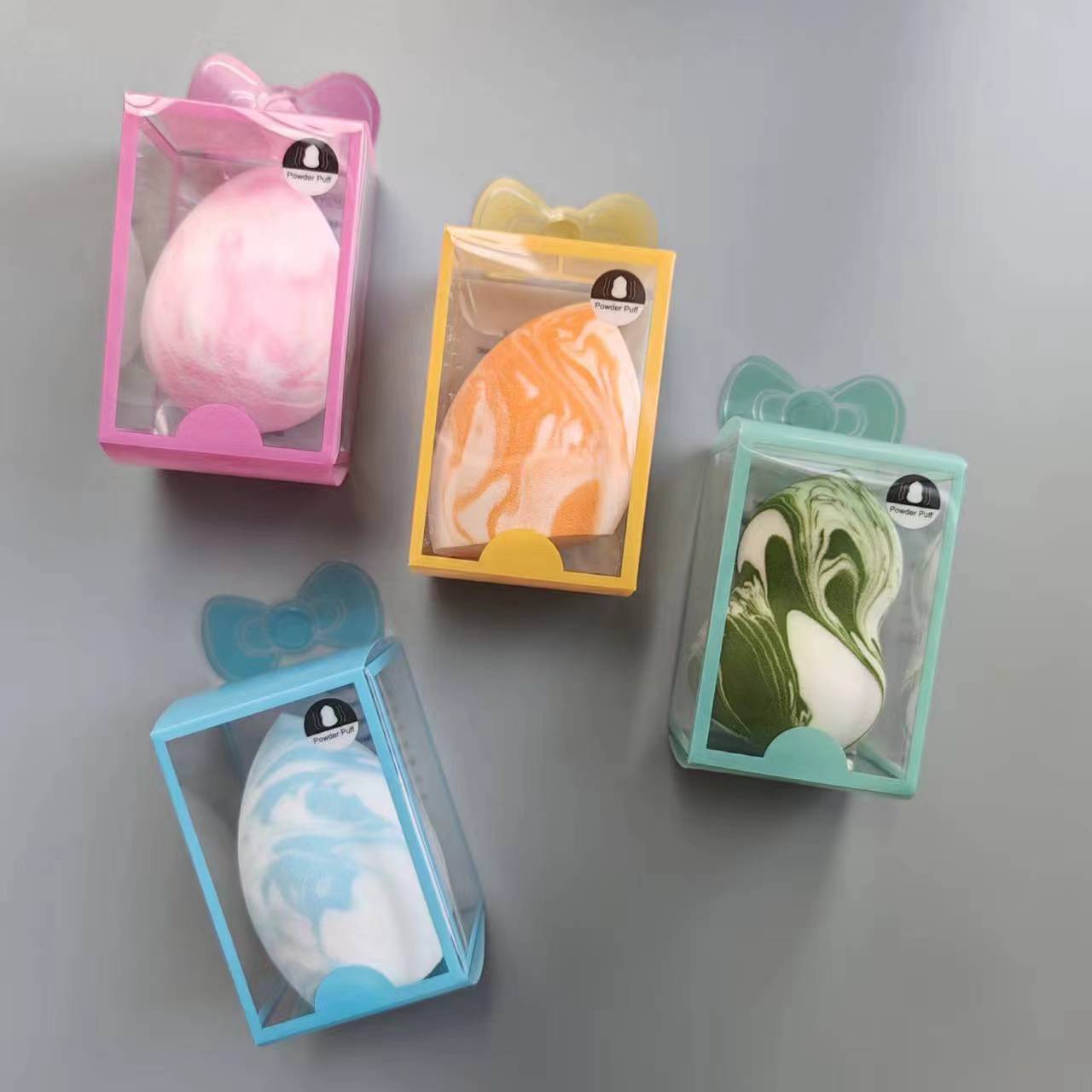 Juego de esponjas de maquillaje en caja de regalo de 4 piezas, se expanden al mojarlas en agua, juego de esponjas de maquillaje en caja de regalo, esponja de maquillaje al por mayor, esponja de maquillaje.
