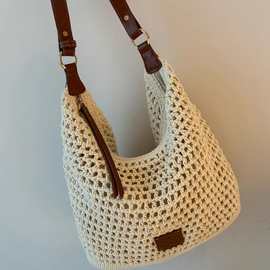 南枫百搭休闲落日余韵托特包包女夏季镂空编织包慵懒松弛感单肩包