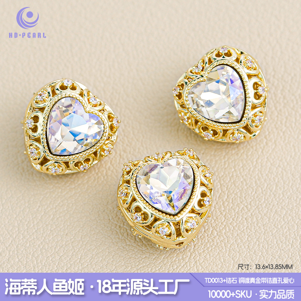 Diamond de alta calidad 16K oro zircon cristal cuentas gatito mariposa flores accesorios de joyería DIY cuentas separadoras