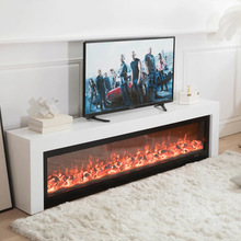 岩板壁炉电视柜意式极简电视背景墙实木地柜仿真火焰假火客厅取暖