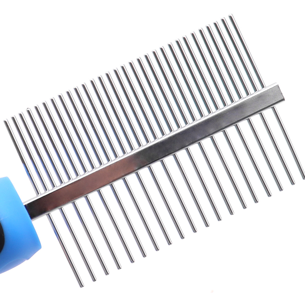 Mascota de belleza peine de doble cara de acero inoxidable peine perro gato peine de eliminación de pelo flotante peine de acero suministros peine de belleza