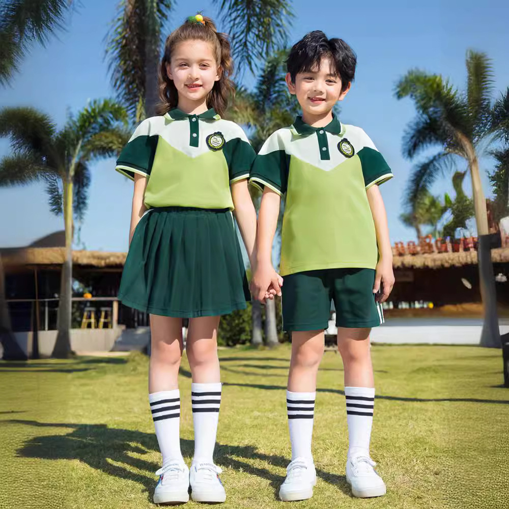 幼兒園園服夏季畢業照六一兒童演出班服英倫學院風短袖小學生校服