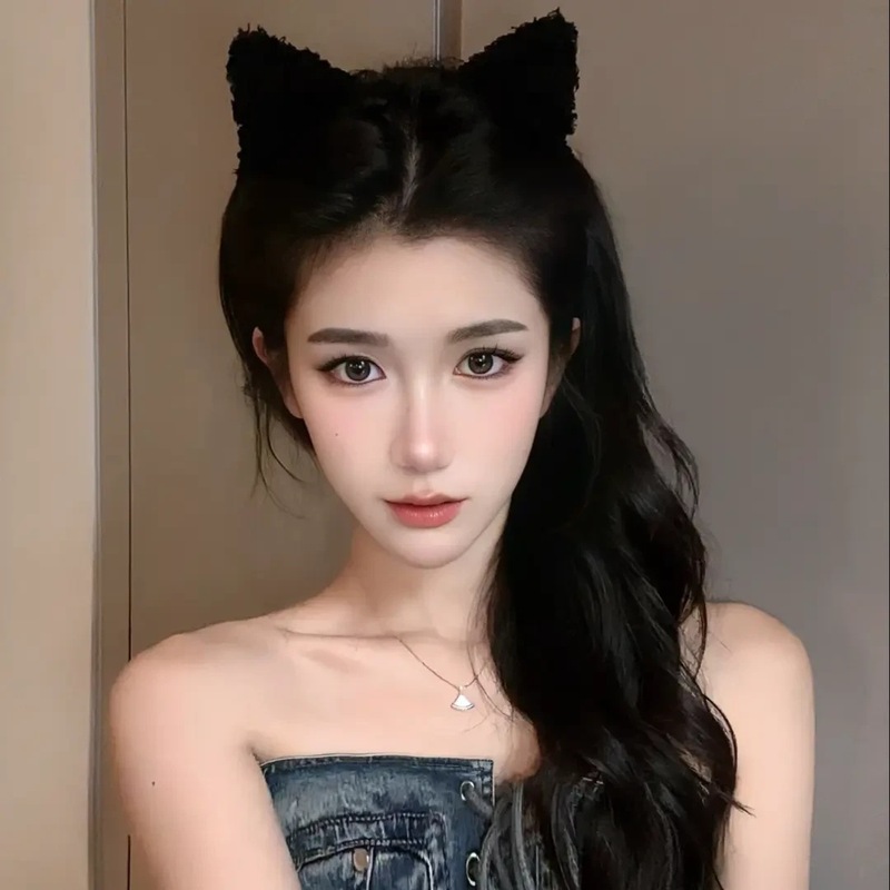 韩式可爱毛绒猫耳朵发箍2025新款秋冬洗脸不勒头压发头箍甜美发卡|undefined