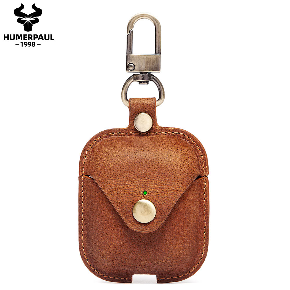 APPLEairpods真皮保护套疯马皮苹果蓝牙耳机壳airpods1/2代耳机套