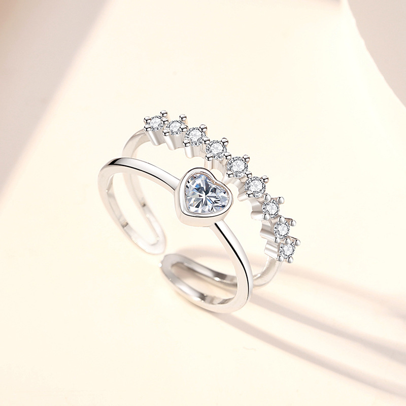 Joyería de anillo de estilo coreano 925 de plata esterlina de doble capa anillo encantador de la moda de las mujeres
