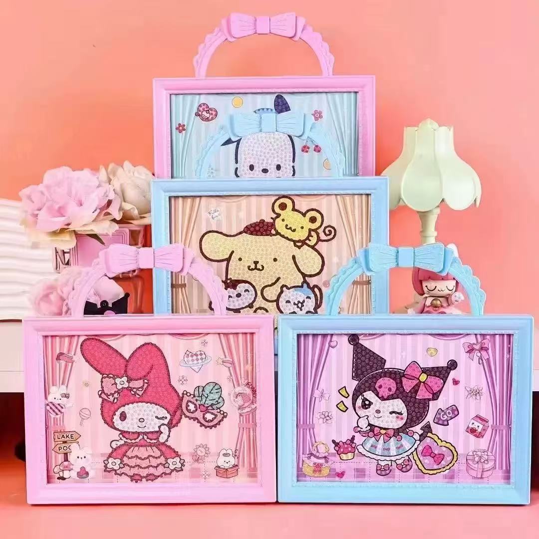 Marcos de fotos portátiles dibujos animados de diamantes juguetes infantiles hechos a mano juguetes para niñas diy regalo interactivo padre-hijo al por mayor
