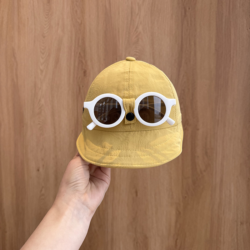 Sombrero de bebé versión coreana 2025 nuevo niño niña verano alero grande protector solar sombrero de sol sombrero de pescador gafas desmontables