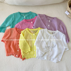 Baby's thin knitting sun protection and air conditioning clothes, sunshade summer hollow upper garment, candy-colored for newborns