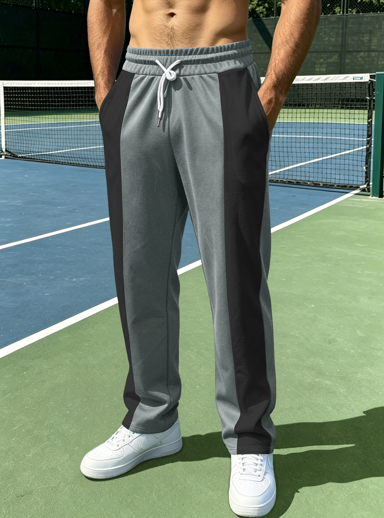 Amazon cross-border hombre estriado lateral pantalon elástico cintura pull-out pantalon americano deportivo casual pantalon de piernas