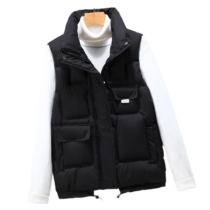 Chaleco de algodón de pluma para mujeres 2023 invierno nuevo chaleco de moda coreano chaleco con capuchón para usar fuera de la chaqueta de abrazadera de hombro caliente image 5