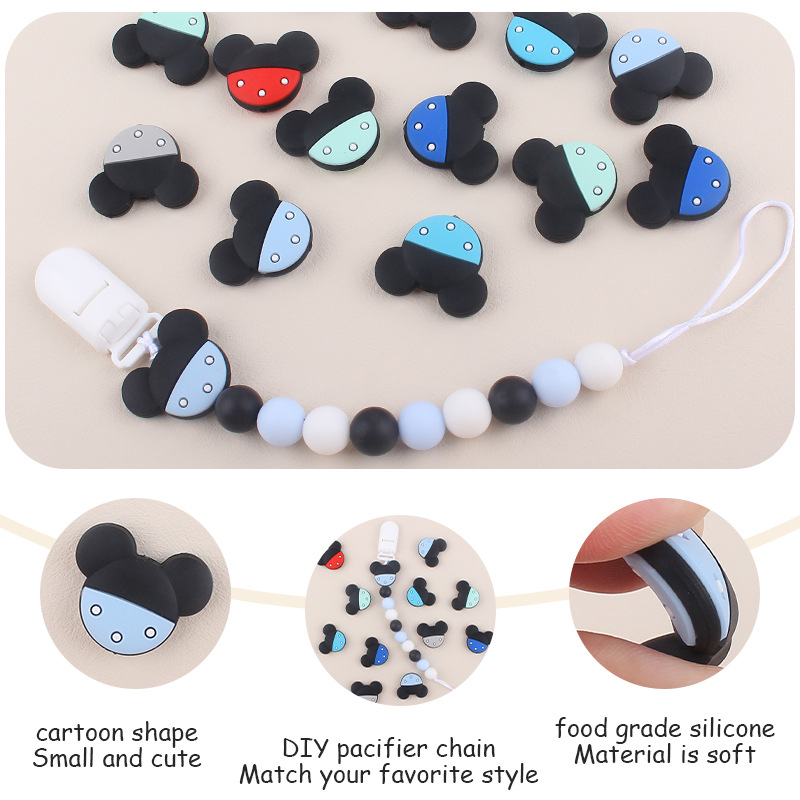 Bebé suministros dibujos animados animal cuentas de silicona DIY bebé creativo chupete cadena mordedor pulsera accesorios juguete