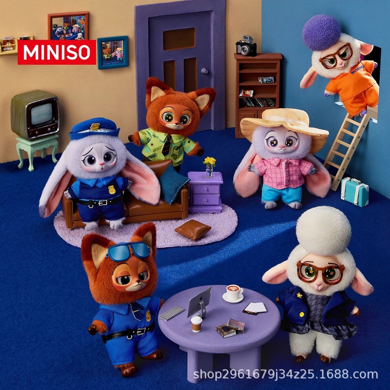 正版MINISO名创优品疯狂动物城搪胶毛绒盲盒玩偶挂件潮玩女生礼物|undefined
