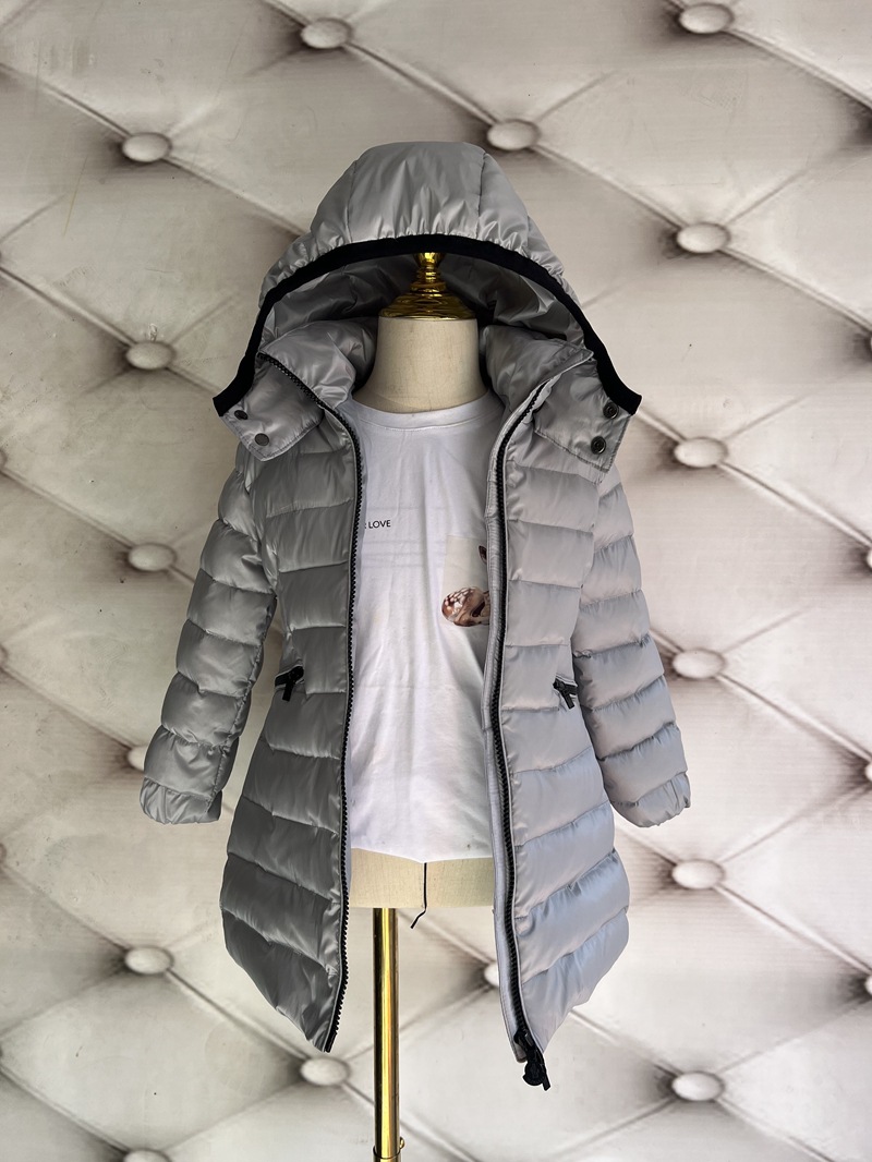 Bērnu apģērbs bērnu dūnu jakas meitenēm, sabiezētas, vidēja un liela izmēra bērnu stilīgas dūnu jakas, vidēja un gara balta pīles dūnas_voghion.com