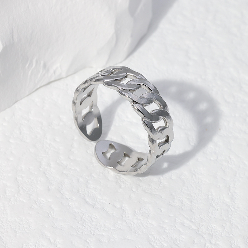 Daily Occasion 304 Stainless Steel Material Solid Color Pattern Elegant Solid Color Stainless Steel Plating Chain Open Ring