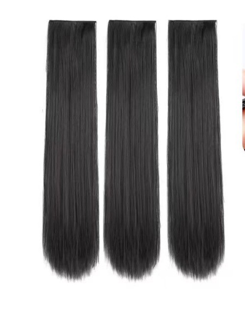 Peruca de cabello largo de mujer tipo tres piezas de imitación de cabello humano largo ondulado cabello largo recto flojo aumento de cabello invisible extensión de cabello sin rastro