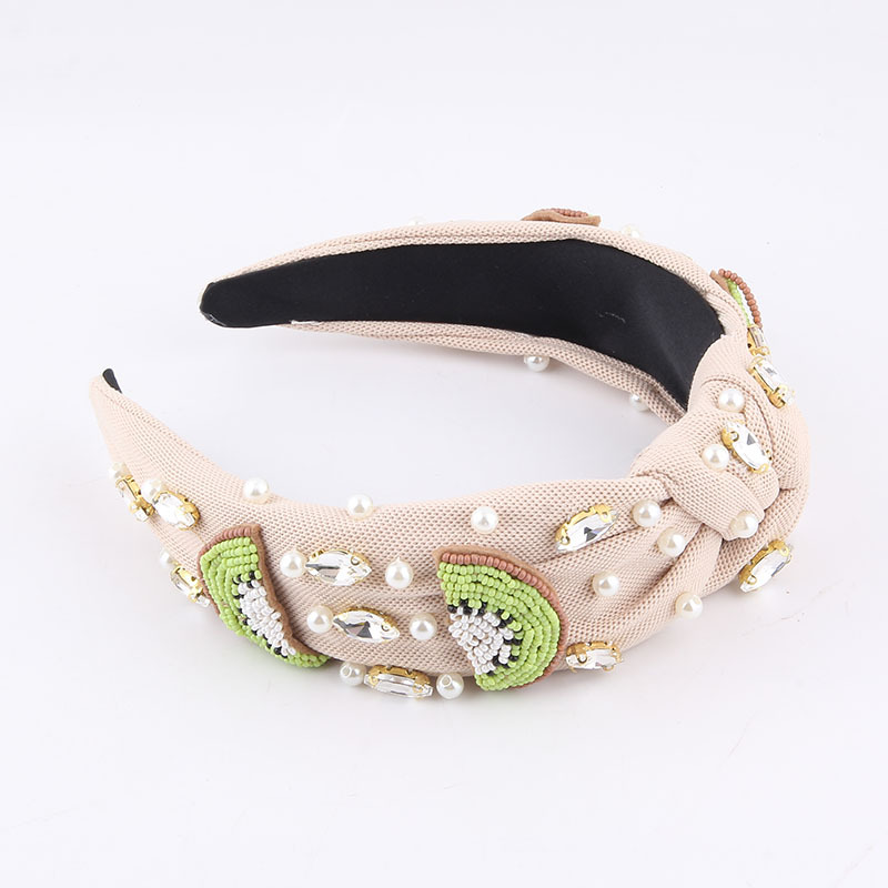 Elegant Lady Star Fruit Solid Color Cloth Inlay Artificial Rhinestones Artificial Pearls Hair Band display picture 3
