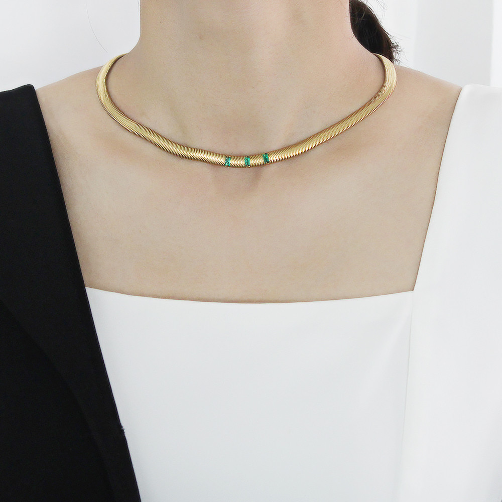 Fashion Solid Color Stainless Steel Plating Inlay Zircon Necklace Colorza_colorza_1