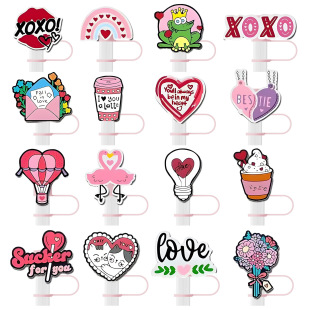 Pink girl series straw cap straw cover straw dust plug DIY personalized accessories removable and replaceable pvc