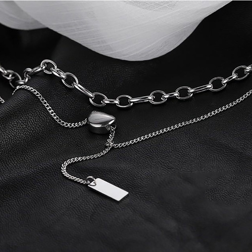 Love Bean Double-layer Titanium Steel Necklace Women's Simple Ins Lucky Bean Double-layer Stacked Clavicle Chain Necklaces Jewelry Accessories