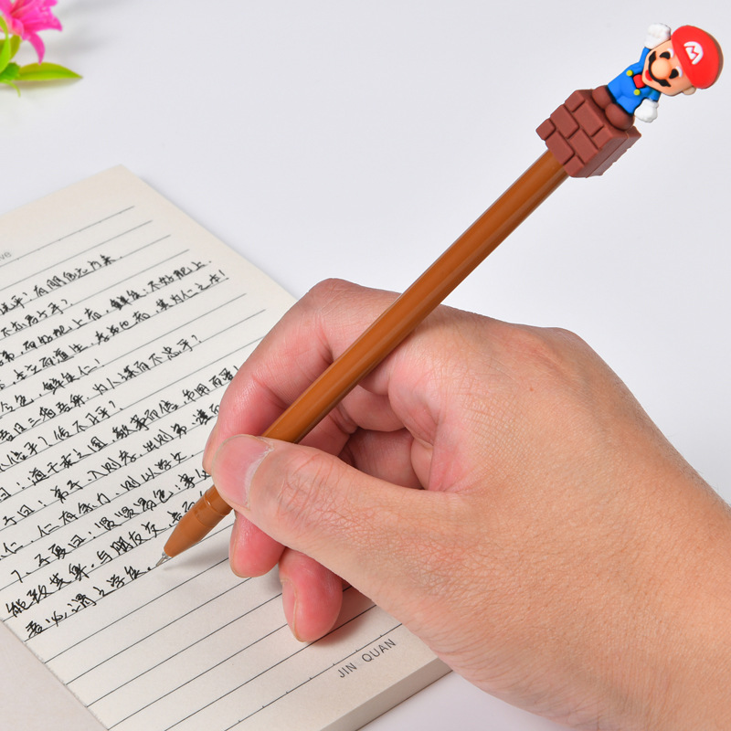 Bolígrafo de Gel de Mario Bros, Papelería para Estudiantes, Premio, Bolígrafo de Carbón Negro, Punta de Aguja de 0.5, Bolígrafo de Agua, Papelería de Dibujos Animados